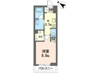 アスターミキ(1K/2階)の間取り写真