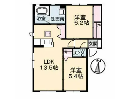 クレール金子III(2LDK/1階)の間取り写真
