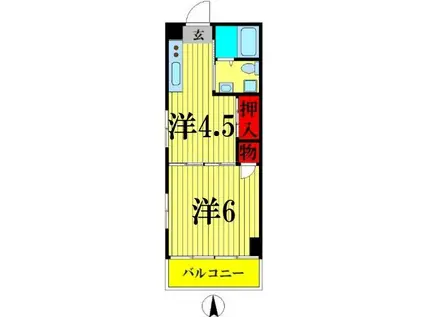 ハピネス亀有(2K/2階)の間取り写真