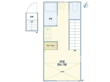 パークフラット(ワンルーム/2階)の間取り写真