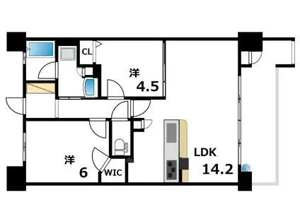 ワコーレ塚口駅前ファーストエンブレム(2LDK/12階)の間取り写真