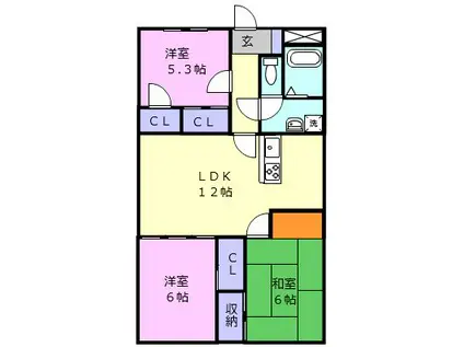 マリンスクエア(3LDK/3階)の間取り写真