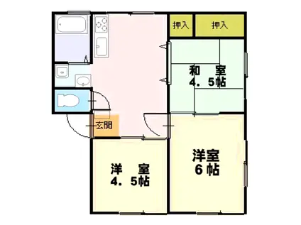 美鈴ハイツ(3DK/1階)の間取り写真