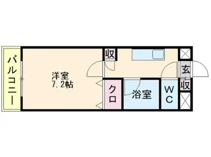 ボヌール・ド・ガリオン(1K/2階)の間取り写真