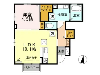 ウィットAR(1LDK/1階)の間取り写真