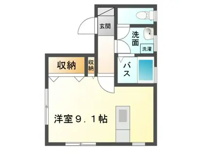 ヴァルールM C棟(ワンルーム/1階)の間取り写真