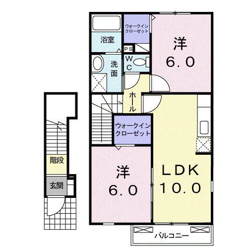 ティエラA(2LDK/2階)の間取り写真