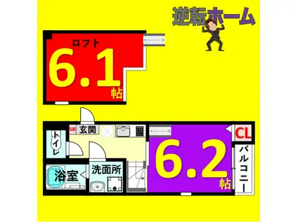 ハーモニーテラス愛知町(1K/2階)の間取り写真