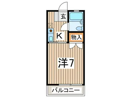 ソレーユ高舟(1K/2階)の間取り写真