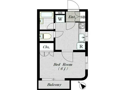 リバービュー青葉台(1DK/3階)の間取り写真