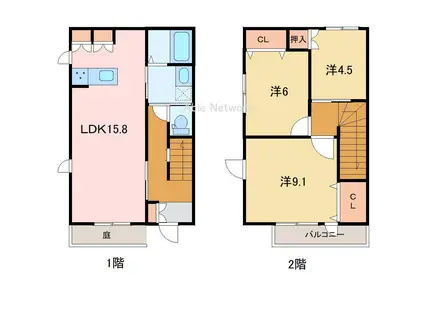 BELLEVIE TAKATSU B(3LDK/1階)の間取り写真