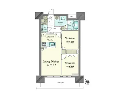 ザ・パークハウス大井町ウエストコート(2LDK/3階)の間取り写真