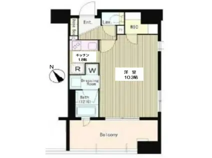 シェフルール西早稲田ラヴィーナ(1K/3階)の間取り写真