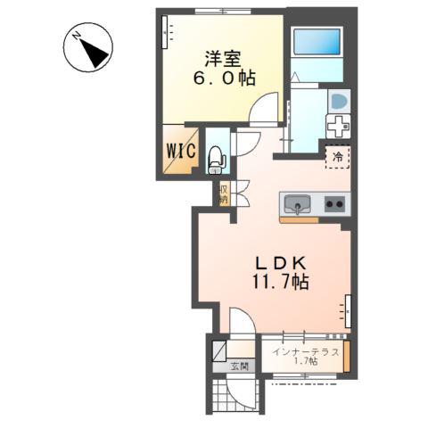 フレール 達(1LDK/1階)の間取り写真