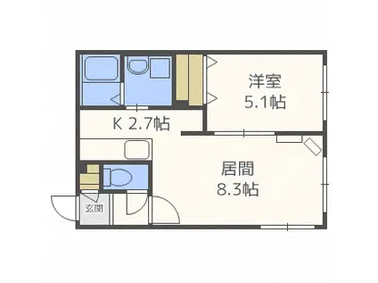 グランメール 北20条(1LDK/4階)の間取り写真