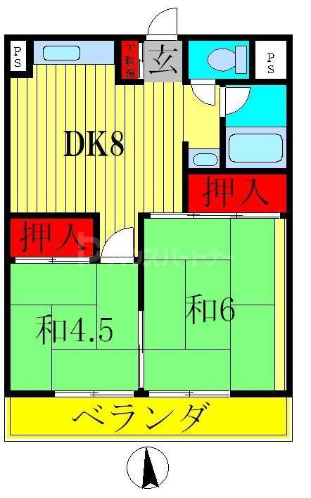 プラザ北小金(2DK/3階)の間取り写真