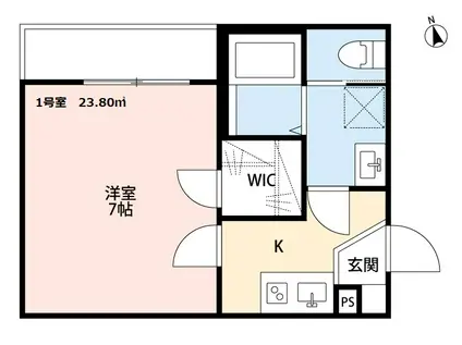 CRECIA常盤平(1K/1階)の間取り写真