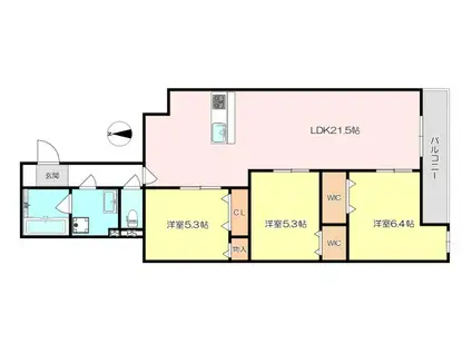 エステート南塚口(3LDK/2階)の間取り写真