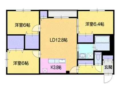 アクアトピア清田II(3LDK/2階)の間取り写真