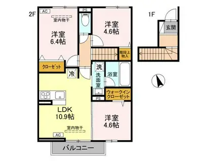 ファミリア(3LDK/2階)の間取り写真