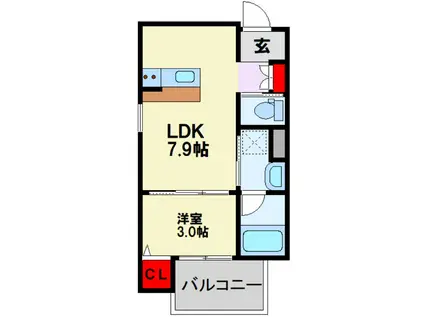 重住3丁目アパート(1LDK/2階)の間取り写真