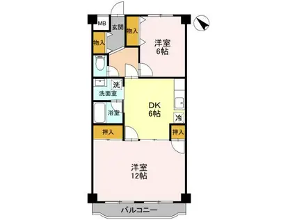 パークシティ 住居(2DK/7階)の間取り写真