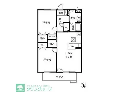 エアリーコート・K(2LDK/1階)の間取り写真