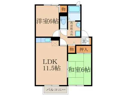 サニーハウス(2LDK/2階)の間取り写真