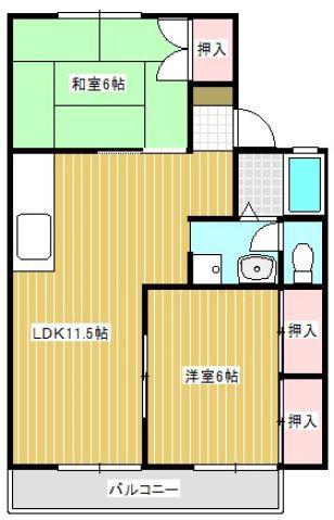 パークハウス三宅(2LDK/2階)の間取り写真
