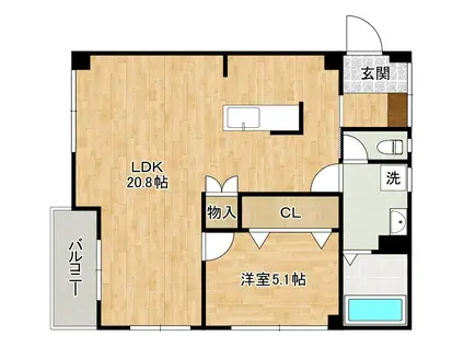 小西ビル(1LDK/3階)の間取り写真