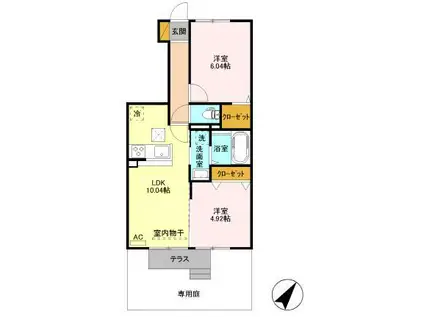 ワンダフルコート(2LDK/1階)の間取り写真