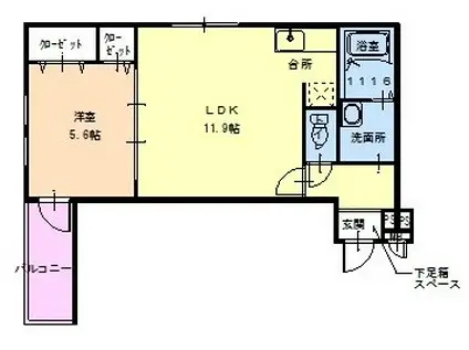 ラ・フェスタ池尻(1LDK/3階)の間取り写真