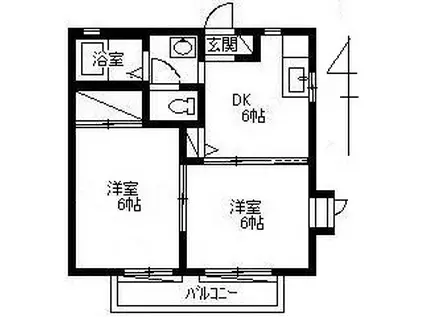 クレセントC(2DK/1階)の間取り写真