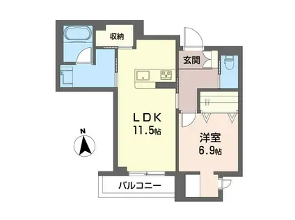 リーベ高円寺南(1LDK/2階)の間取り写真