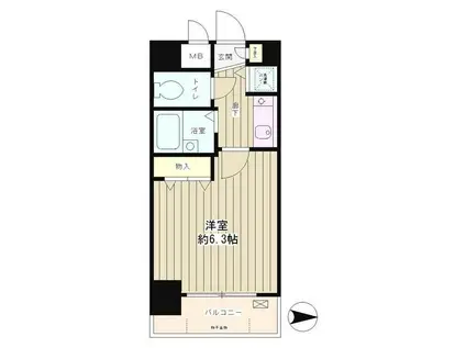 パークヒルズ落合(ワンルーム/6階)の間取り写真