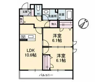 シャーメゾン宇多津 C棟(2LDK/1階)の間取り写真