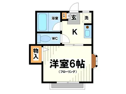 ウィング立花(1K/1階)の間取り写真