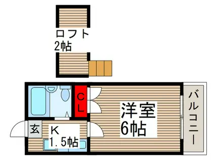 ロジメント・アヤ(1K/2階)の間取り写真
