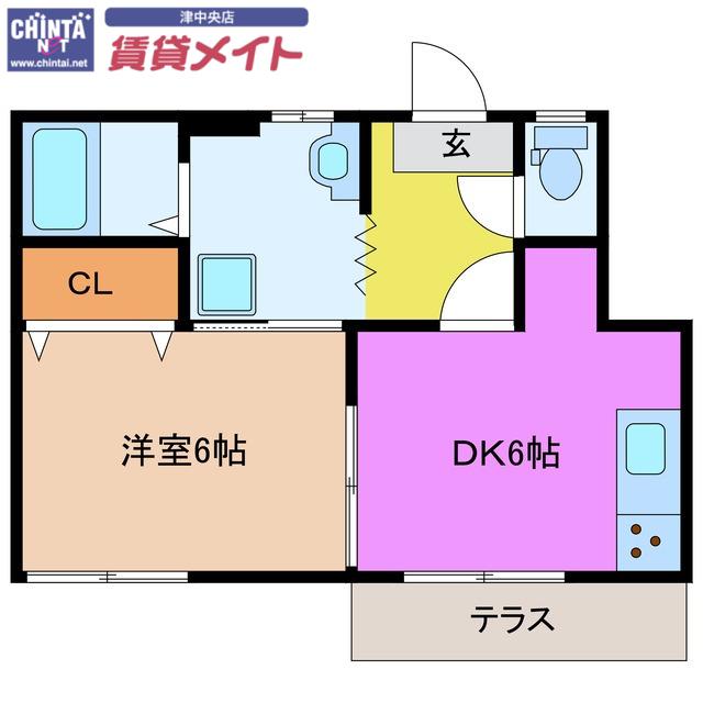 コーポ333(1DK/2階)の間取り写真