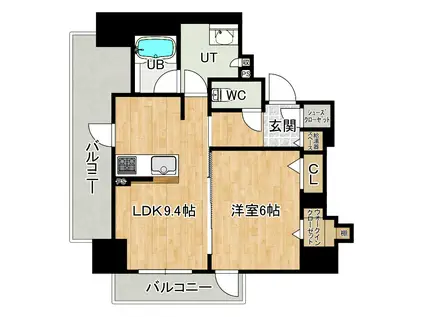 デュオヒルズ北見(1LDK/6階)の間取り写真