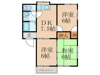 コーポ田園 A(3DK/2階)の間取り写真