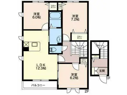 アトリエール A(3LDK/2階)の間取り写真