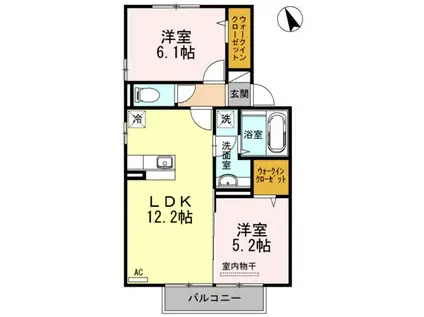 シャンポール(2LDK/2階)の間取り写真