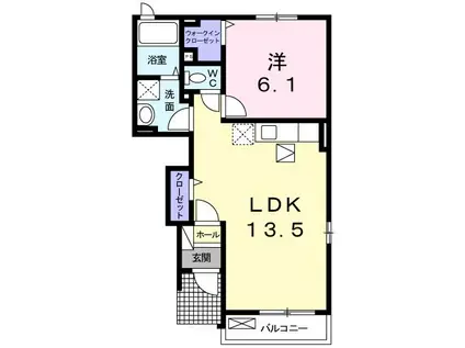 ソレイユ東舘I(1LDK/1階)の間取り写真