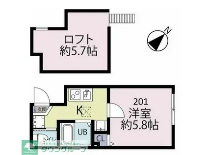 フォーリーフ瀬谷(1K/2階)の間取り写真