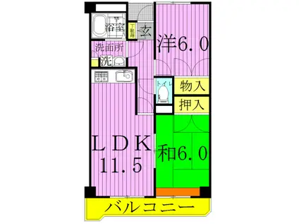 ポルシェ柏(2LDK/1階)の間取り写真