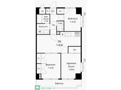 スカイパレス東戸塚(3DK/6階)の間取り写真