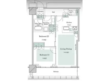 THE TOWER JUJO(2LDK/21階)の間取り写真