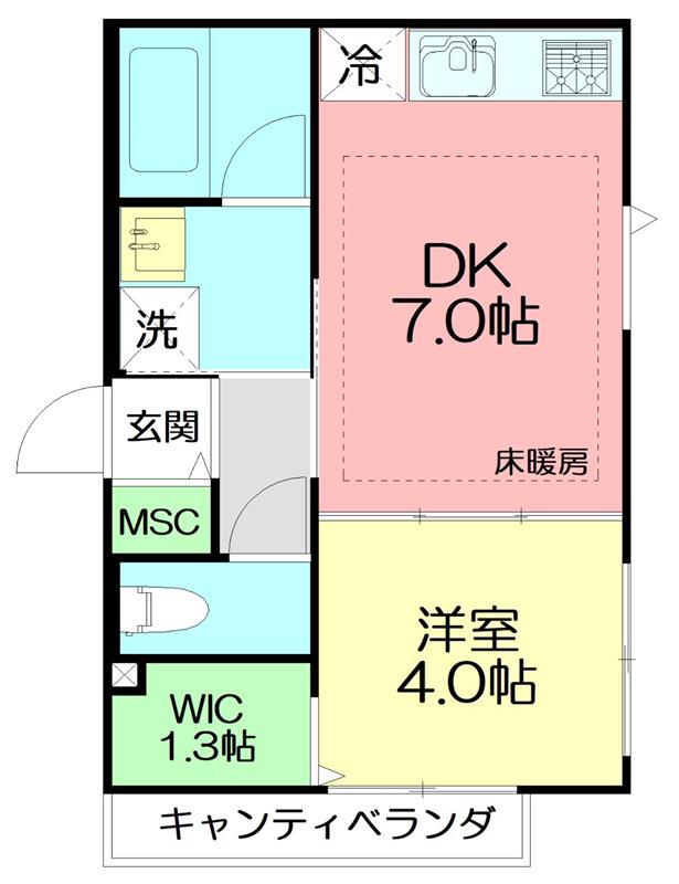 鵠沼石上2丁目メゾン(1DK/3階)の間取り写真