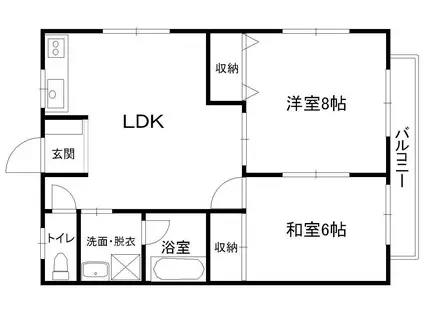 ヴィラ・ハクセキ(2LDK/1階)の間取り写真